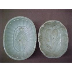 Two pottery molds, white glaze, pineapple 3 1