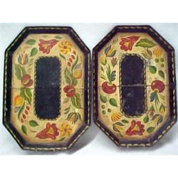 A pair of tole painted trays, 19th C., eight