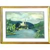 Image 1 : Bruce Mitchell, framed gouache, river scene w