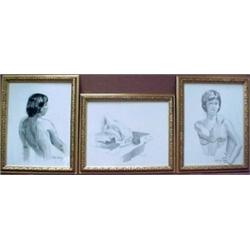 Tom King, a series of three framed drawings o
