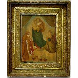 19th C. oil on board, gilt framed religious s