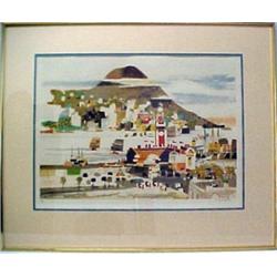 Dong Kingman, framed colored lithograph, penc