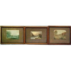 George Baxter, three framed miniature colored