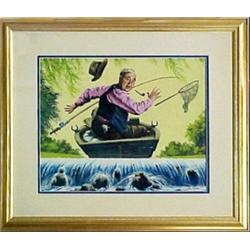 Stan Ekman, framed gouache, illustration of f