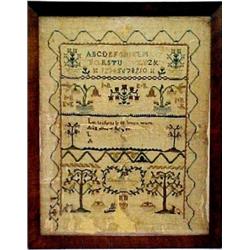 Alphabet sampler, dated 1786, alphabet over n
