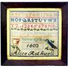 Image 1 : Needlework sampler, Alice Rothwell, dated 180