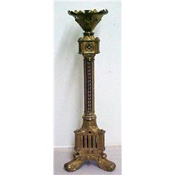 Bronze Cathedral candlestick, drip cup with p