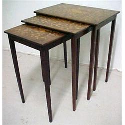 Nest of three inlaid mahogany Hepplewhite sty