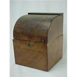 Walnut bottle holder, hinged lid with dome to