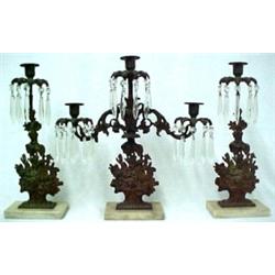 Three piece girandole set, including center t