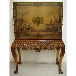 Chinoiserie decorated cabinet on stand, doubl