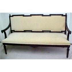 Walnut late Victorian sofa, large denticulati