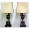 Image 1 : A pair of bronze and slate Victorian lamps, m