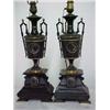 Image 2 : A pair of bronze and slate Victorian lamps, m