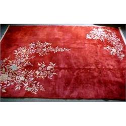 Chinese hand tied rug, with polychrome floral