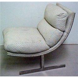 A pair of stainless steel flatbar and upholst