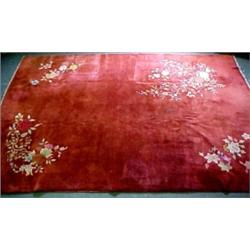 Chinese hand tied rug with polychrome floral