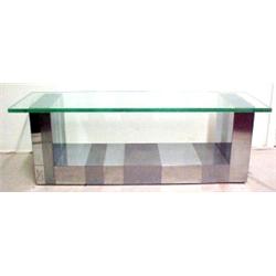 Paul Evans chrome and glass top coffee table,