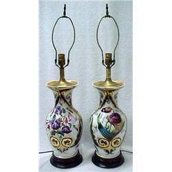 A pair of Old Paris porcelain lamps, vase sha