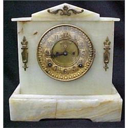 Alabaster cased Ansonia mantle clock, open es