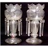 Image 1 : A pair of hand blown lustres, scalloped top,
