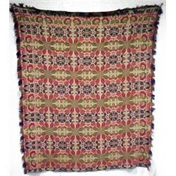 Wovern jacquard coverlet, in red, green and b