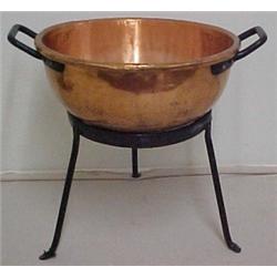 Copper candy kettle on stand, copper candy ke
