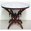 Image 1 : Walnut Victorian marble top center table, ova