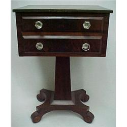 Walnut Empire sewing stand, rectangular top o