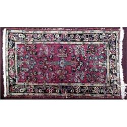 Hand tied Oriental throw rug "Sarouk", mid 20