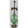 Image 1 : Ceramic pottery lamp, green glaze, handled ur