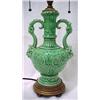 Image 2 : Ceramic pottery lamp, green glaze, handled ur