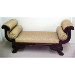 Walnut Victorian upholstered window bench, sc