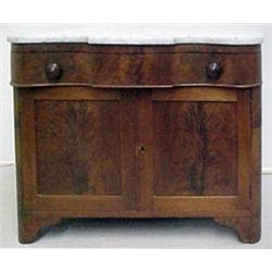 Walnut Victorian washstand, white beveled mar