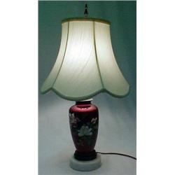 Cloisonne foil lamp, chrysanthemum design on