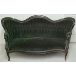 Walnut Victorian sofa, triple medallion back,