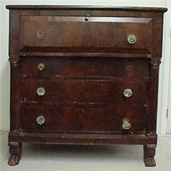 Walnut veneer Empire chest of drawers, large