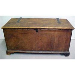 Dovetailed pine blanket chest, iron hinges, b