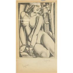 Tamara de Lempicka 1898-1980 Polish Charcoal Nude