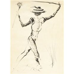 Salvador Dali 1904-1989 Spain Ink Study Figure