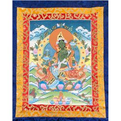 Tibetan Green Tara Thangka Painting Roll