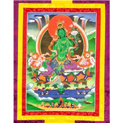 Tibetan Green Tara Thangka Painting Scroll