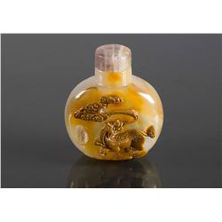 Chinese 19th C. Chalcedony Carved Snuff Bottle