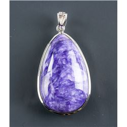 Chinese Blue and Purple Hardstone Tear Pendant