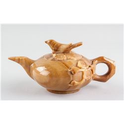 Chinese Yellow Hardstone Carved Teapot