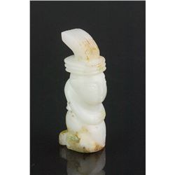 Chinese Fine White Jade Carved Man Pendant