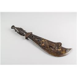 Chinese Dark Brown Jade Carved Dragon Knife