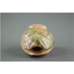 Chinese Green Jade Carved Turtle Shell Toggle