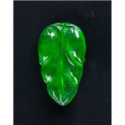 Burma Green Jadeite Carved Leaf Pendant