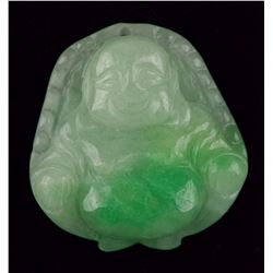 Chinese Jadeite Pendant Carved Happy Buddha